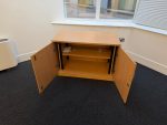 Storage Cupboard Lockable Office Modern Wooden Unit w/ Double Doors and Shelf - Image 6