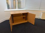 Storage Cupboard Lockable Office Modern Wooden Unit w/ Double Doors and Shelf - Image 19
