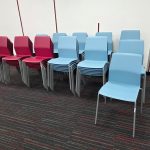 Kinnarps Stackable Visitor Chairs Sky Blue Plastic Shell Steel Frame - Set of 47
