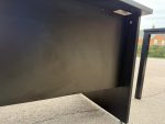 Black Office Desk w/ Cable Ports, Modesty Panel Free Standing Workstation 140 cm - Image 11