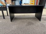Black Office Desk w/ Cable Ports, Modesty Panel Free Standing Workstation 140 cm - Image 16