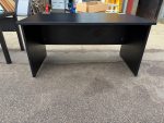 Black Office Desk w/ Cable Ports, Modesty Panel Free Standing Workstation 140 cm - Image 17