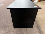 Black Office Desk w/ Cable Ports, Modesty Panel Free Standing Workstation 140 cm - Image 39