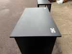 Black Office Desk w/ Cable Ports, Modesty Panel Free Standing Workstation 140 cm - Image 40