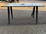 Tall Office Meeting Table with Power Module Grey Wood Effect -  180 x 107 cm
