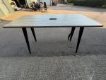 Tall Office Meeting Table with Power Module Grey Wood Effect -  180 x 107 cm - Image 2
