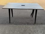 Tall Office Meeting Table with Power Module Grey Wood Effect -  180 x 107 cm - Image 3