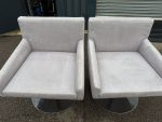 Domingo Salotti Swivel Armchairs Chrome Base - Set of 2 Grey Office Chairs - Image 5