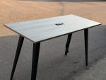 Tall Office Meeting Table with Power Module Grey Wood Effect -  180 x 107 cm - Image 13