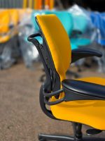 Humanscale Office Tall Chair Ergonomic Draughtsman High Upholstered Yellow Seat - Image 10