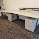 Office Desk With Free Mobile Drawer Cabinet - 180cm Cable Management Workstation