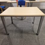 Used Mobile Office Desk on Wheels Maple Wood Effect – 100cm Conference Table