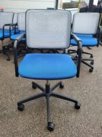 RIM Conference Chairs Blue Fabric Black Mesh Swivel Base on Castors - Set of 10 - Image 18