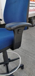 Draughtsman Chair Ergonomic High Back With Adjustable Foot Ring - Blue - Image 10