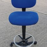 Used Draughtsman Ergonomic Chair High Back With Foot Ring and Castors - Blue