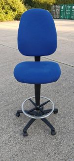 Used Draughtsman Ergonomic Chair High Back With Foot Ring and Castors - Blue