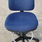 Used Draughtsman Ergonomic Chair High Back With Foot Ring - Upholstered Blue