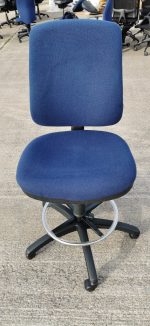 Used Draughtsman Ergonomic Chair High Back With Foot Ring - Upholstered Blue