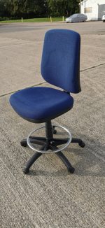 Used Draughtsman Ergonomic Chair High Back With Foot Ring - Upholstered Blue - Image 3