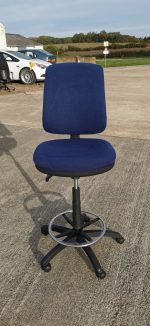Used Draughtsman Ergonomic Chair High Back With Foot Ring - Upholstered Blue - Image 6