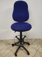 Used Draughtsman Ergonomic Chair High Back w/ Castors and Foot Ring - Blue
