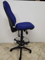 Used Draughtsman Ergonomic Chair High Back w/ Castors and Foot Ring - Blue - Image 2