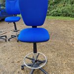 Draughtsman Office Blue Chair Height Adjustable High Stool with Foot Ring