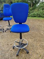 Draughtsman Office Blue Chair Height Adjustable High Stool with Foot Ring