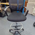 Black Draughtsman Office Chair Height Adjustable High Stool with Foot Ring