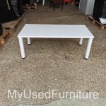 Senator White Oval Coffee Table Wood Top Heavy Steel Base - 120x60cm