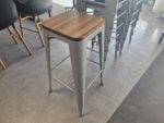 Swoon Joey Bar Stools Mango Wood Seat - White Steel Industrial Stackable Design