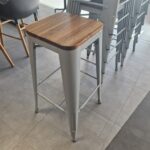 Swoon Joey Bar Stools Mango Wood Seat - White Steel Industrial Stackable Design