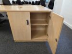 Lockable Low Storage Cupboard Double Doors Maple Desk-Height - UK Delivery - Image 12