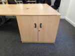 Lockable Low Storage Cupboard Double Doors Maple Desk-Height - UK Delivery - Image 13