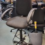 Draughtsman Chair High Back Ergonomic With Adjustable Foot Ring - Dark Grey