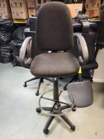 Draughtsman Chair High Back Ergonomic With Adjustable Foot Ring - Dark Grey - Image 2