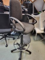 Draughtsman Chair High Back Ergonomic With Adjustable Foot Ring - Dark Grey - Image 5
