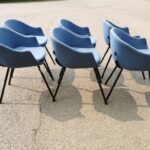 Noir Tub Meeting Chair - Executive / Office Set of 6 Blue Upholstered Chairs