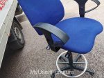 Used Draughtsman Chair High Back Adjustable Height Ergonomic w/ Foot Ring- Blue - Image 8