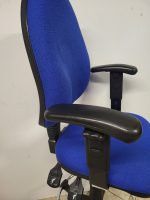 Used Blue Draughtsman Chair High Back Ergonomic With Adjustable Foot Ring - Image 9