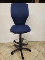Draughtsman Chair Blue High Back Ergonomic With Adjustable Foot Ring - Used