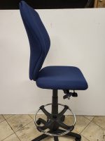 Draughtsman Chair Blue High Back Ergonomic With Adjustable Foot Ring - Used - Image 2