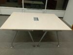 Large Maple Boardroom Table Meeting Cable Tray Port Silver Legs Office Desk - Image 14