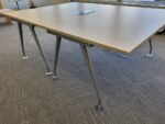 Large Maple Boardroom Table Meeting Cable Tray Port Silver Legs Office Desk - Image 15