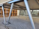 Large Maple Boardroom Table Meeting Cable Tray Port Silver Legs Office Desk - Image 20