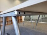 Large Maple Boardroom Table Meeting Cable Tray Port Silver Legs Office Desk - Image 21