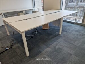Bene Office Desk White 2-Person 160cm Workstation + 2 Lockable Pedestal Cabinets