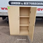 Storage Wooden Cupboard Lockable Office Storage w/ Adjustable Shelves