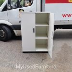 Used White Storage Cupboard Lockable Office Cupboard Adjustable Shelves