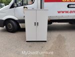 Used White Storage Cupboard Lockable Office Cupboard Adjustable Shelves - Image 2